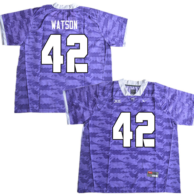 Men #42 Carvin Watson TCU Horned Frogs College Football Jerseys Sale-Limited Purple